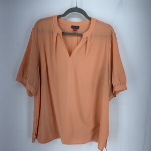 Vince Camuto Womens‎ 1X Tunic Top Gauzy Peasant Cottagecore Flowy Pleated